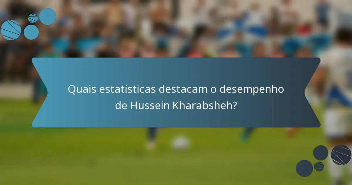 Quais estatísticas destacam o desempenho de Hussein Kharabsheh?
