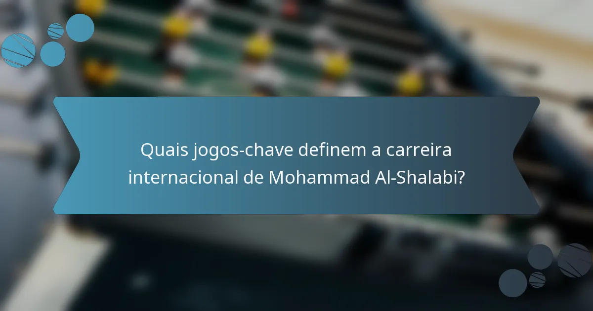 Quais jogos-chave definem a carreira internacional de Mohammad Al-Shalabi?