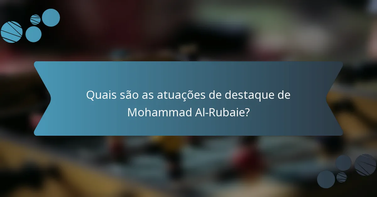 Quais são as atuações de destaque de Mohammad Al-Rubaie?