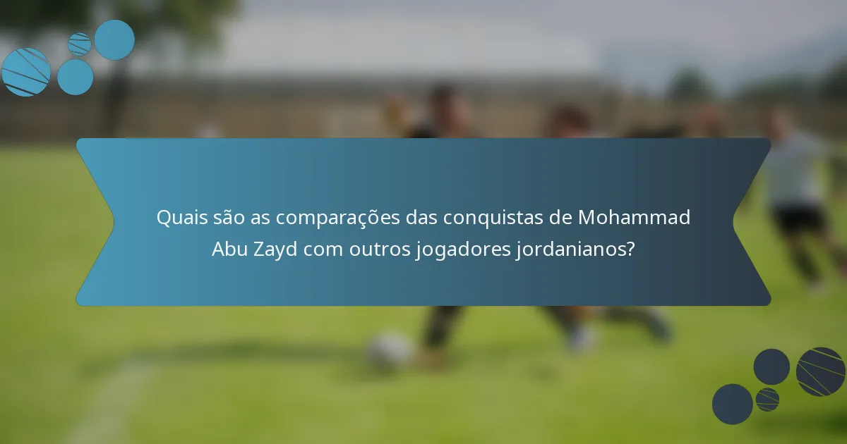 Quais são as comparações das conquistas de Mohammad Abu Zayd com outros jogadores jordanianos?