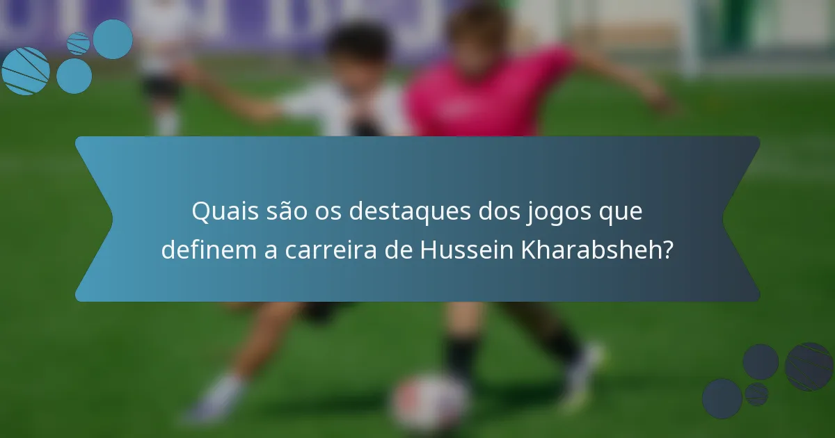 Quais são os destaques dos jogos que definem a carreira de Hussein Kharabsheh?